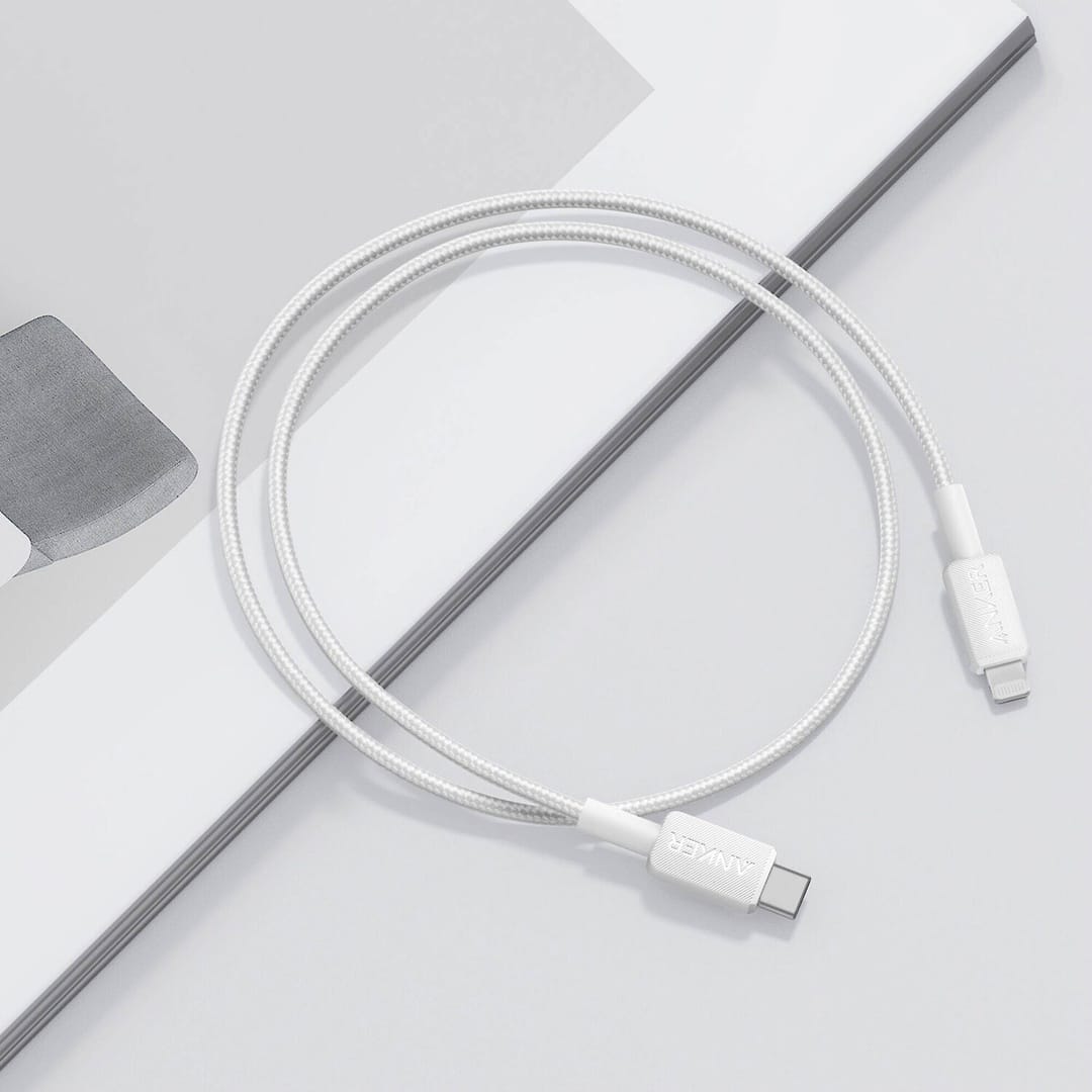 Anker 322 USB-C to Lightning Cable Braided (0.9m/3ft) - White