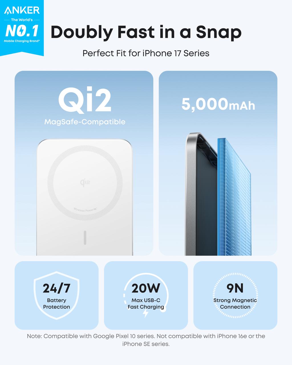 Anker Nano 5K MagGo Slim - White