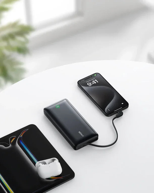 Anker Nano Power Bank 20K, 30W, Built-In USB-C Cable - Black