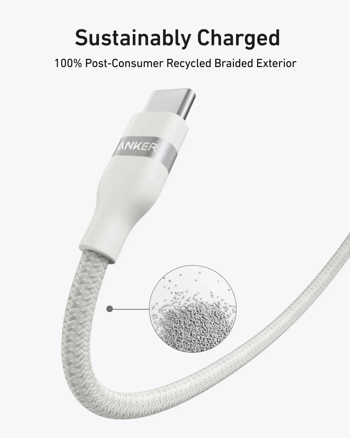 Anker USB-C to USB-C Cable 240W (Upcycled-Braided) (1.8m/6ft) -White