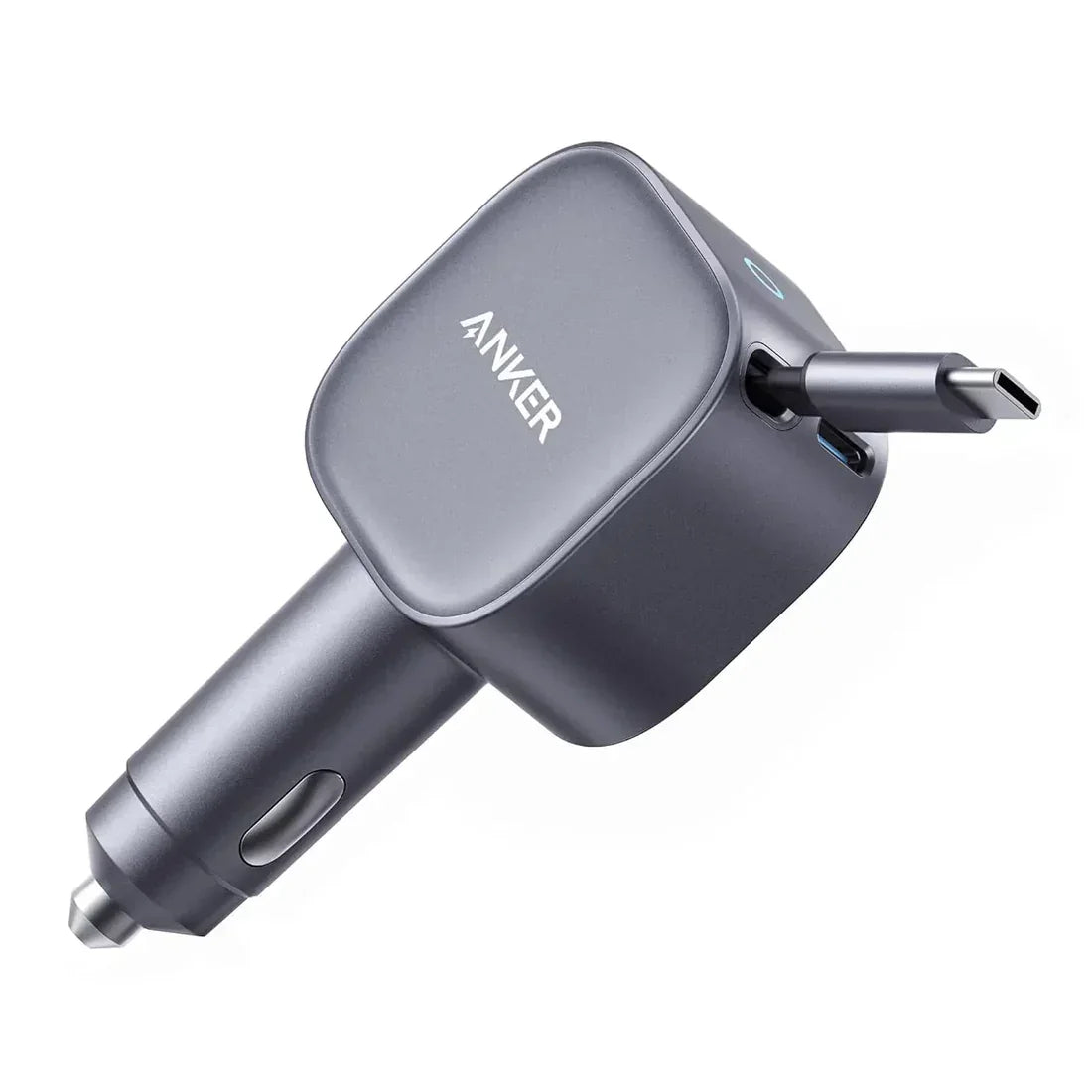 Anker USB-C Car Charger(75W Max with Built-In Retractable Cable) -Silver