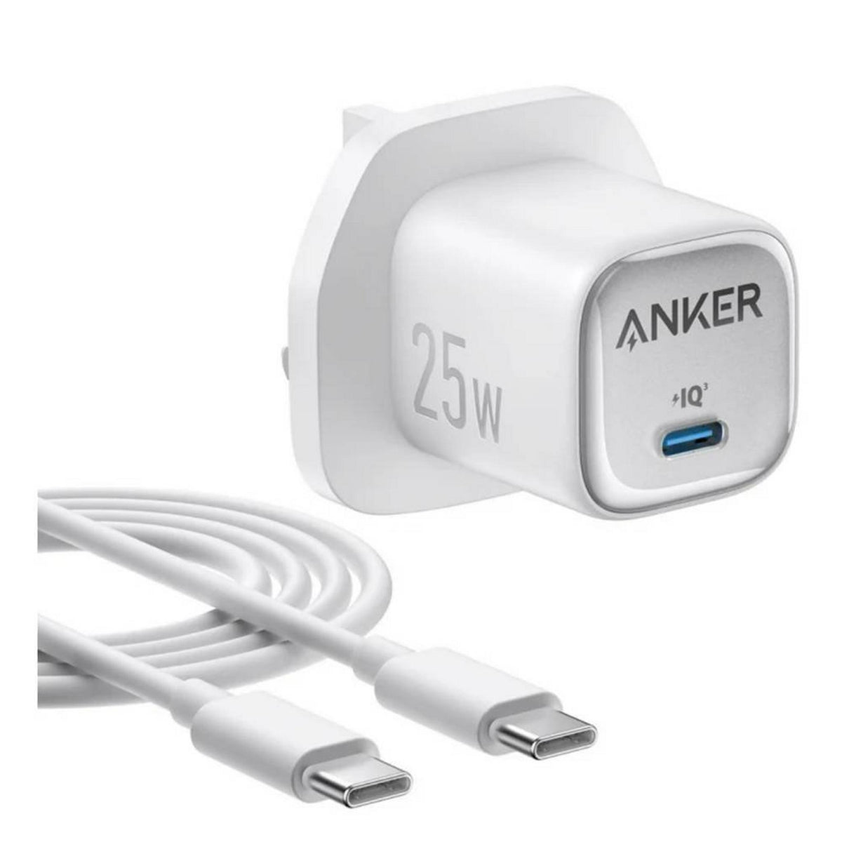 Anker Charger 25W Compact With USB-C Cable - White