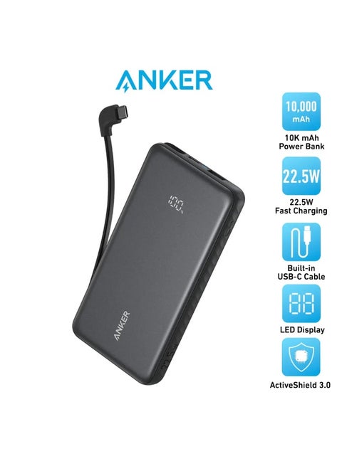 Anker Zolo Power Bank (10K, 22.5W, Built-In USB-C Cable)