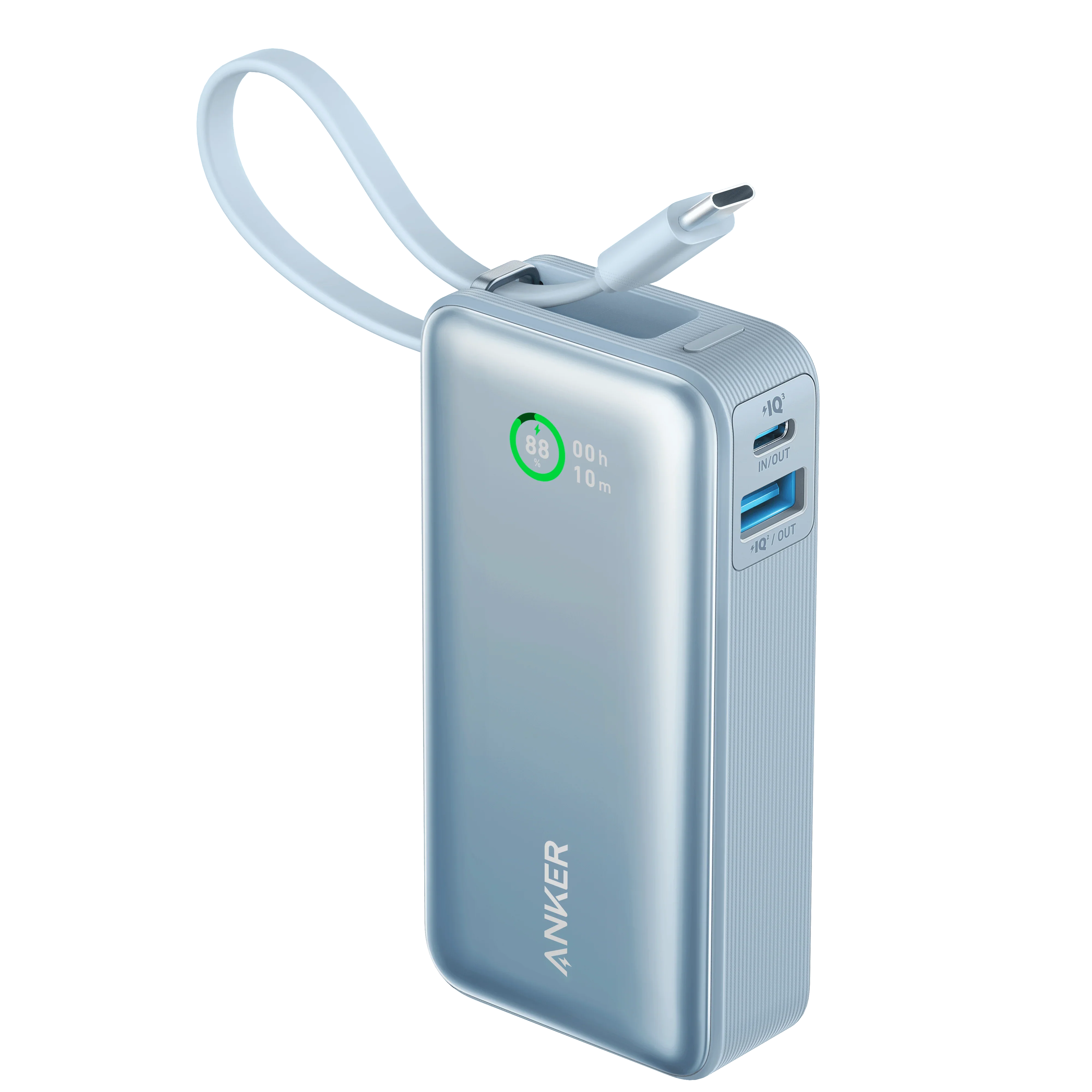 Anker Nano Power Bank (30W, Built-In USB-C Cable) 10000 -Blue - Anker Kuwait
