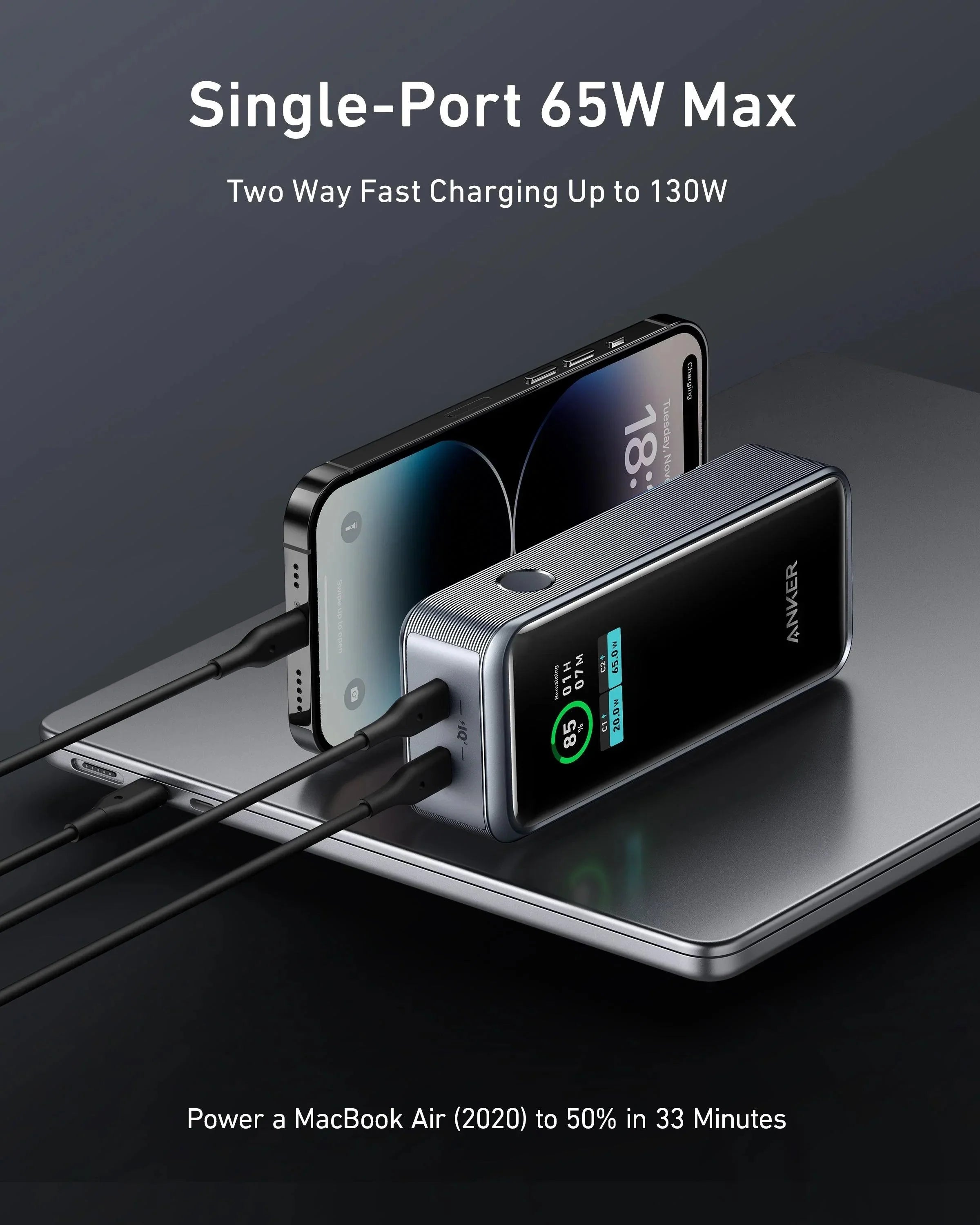 Anker 723 Power Bank(Powre Core 12K) 130W (2C) -Black - Anker Kuwait