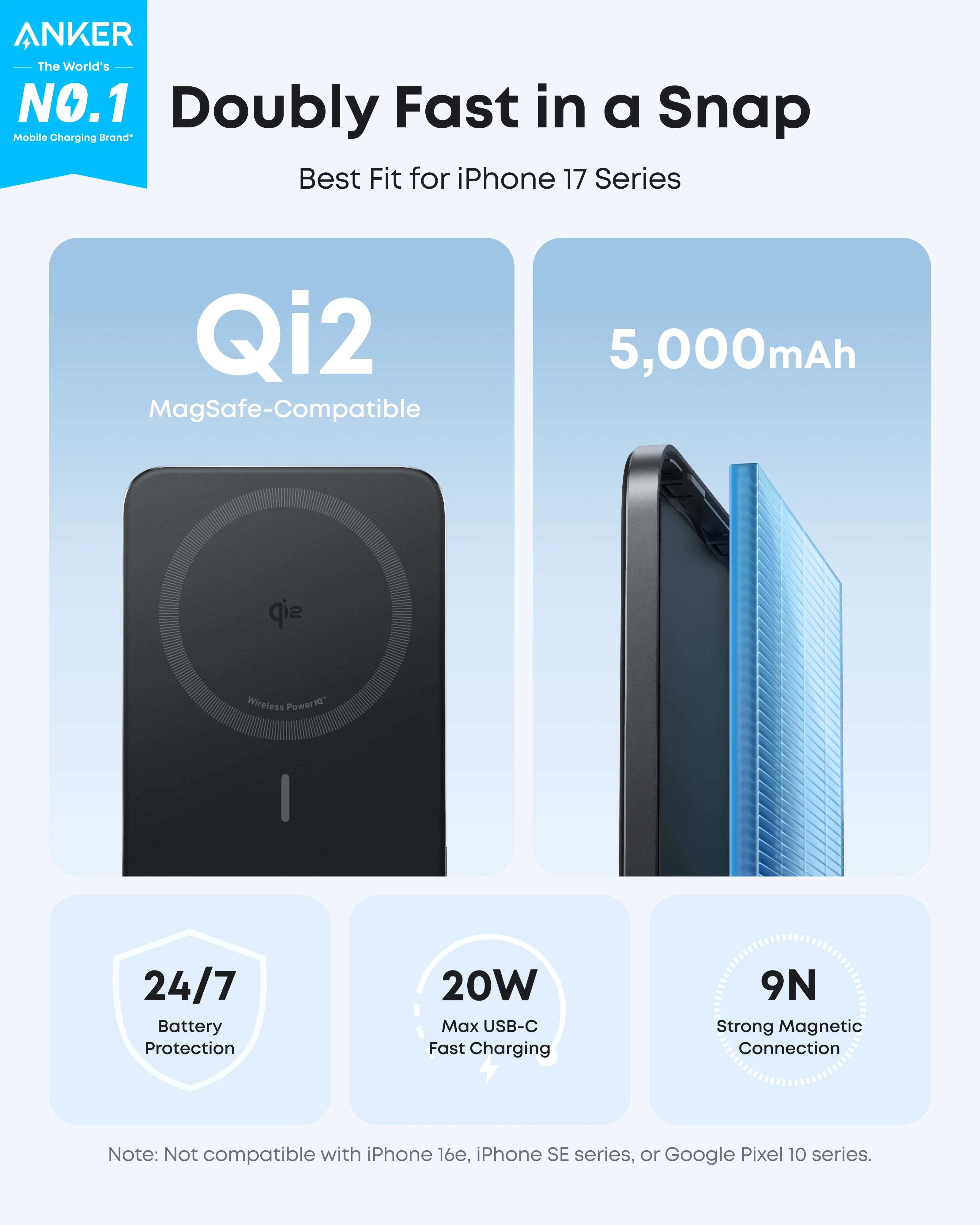 Anker Nano 5K MagGo Slim - Black