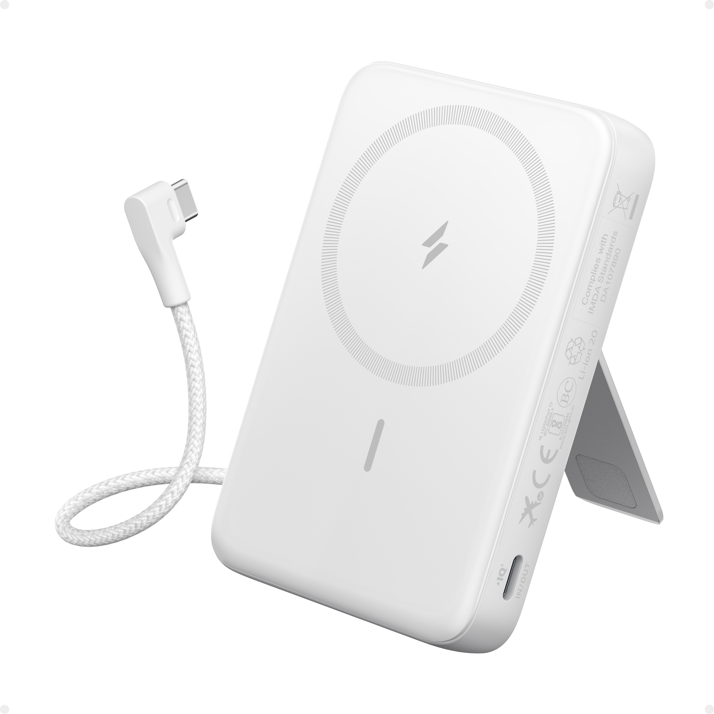 Anker Zolo magnetic 10K, 30W, Built-In USB-C Cable - White