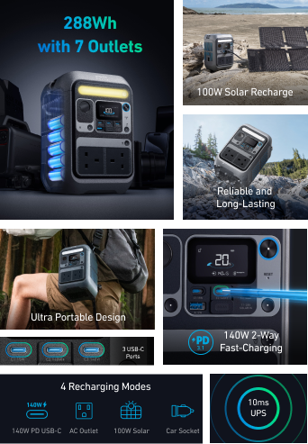 Anker SOLIX C300 Portable Power Station - 288Wh | 300W