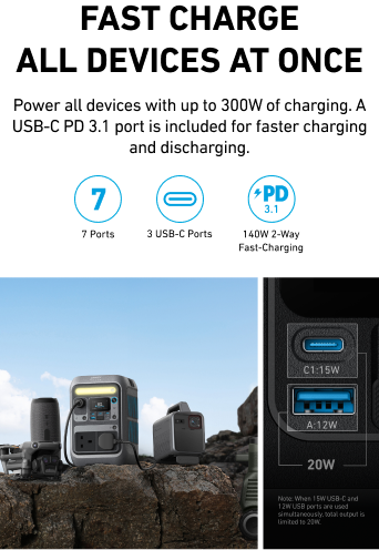 Anker SOLIX C300 Portable Power Station - 288Wh | 300W