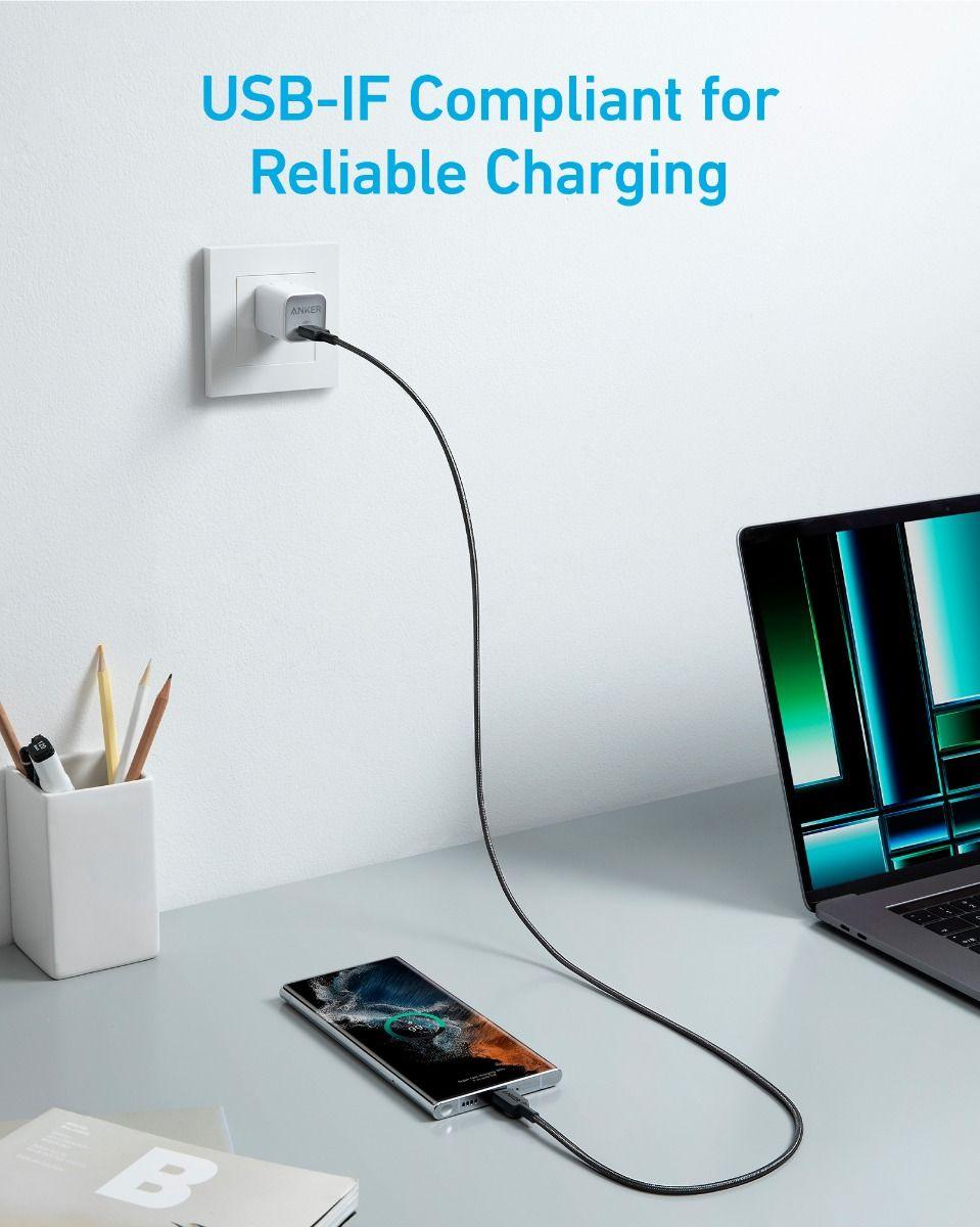 Anker 322 USB-C to USB-C Cable 60W Braided (0.9m/3ft) -Black - Anker Kuwait