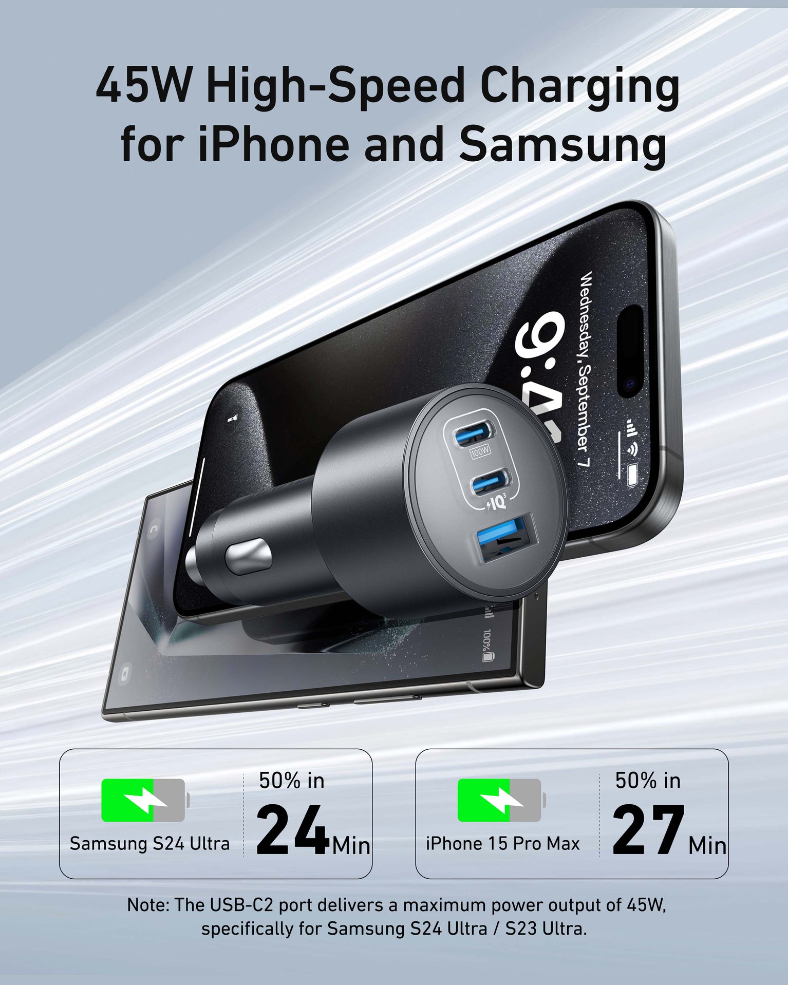 Anker Nano Car Charger 167.5W, 3 Ports