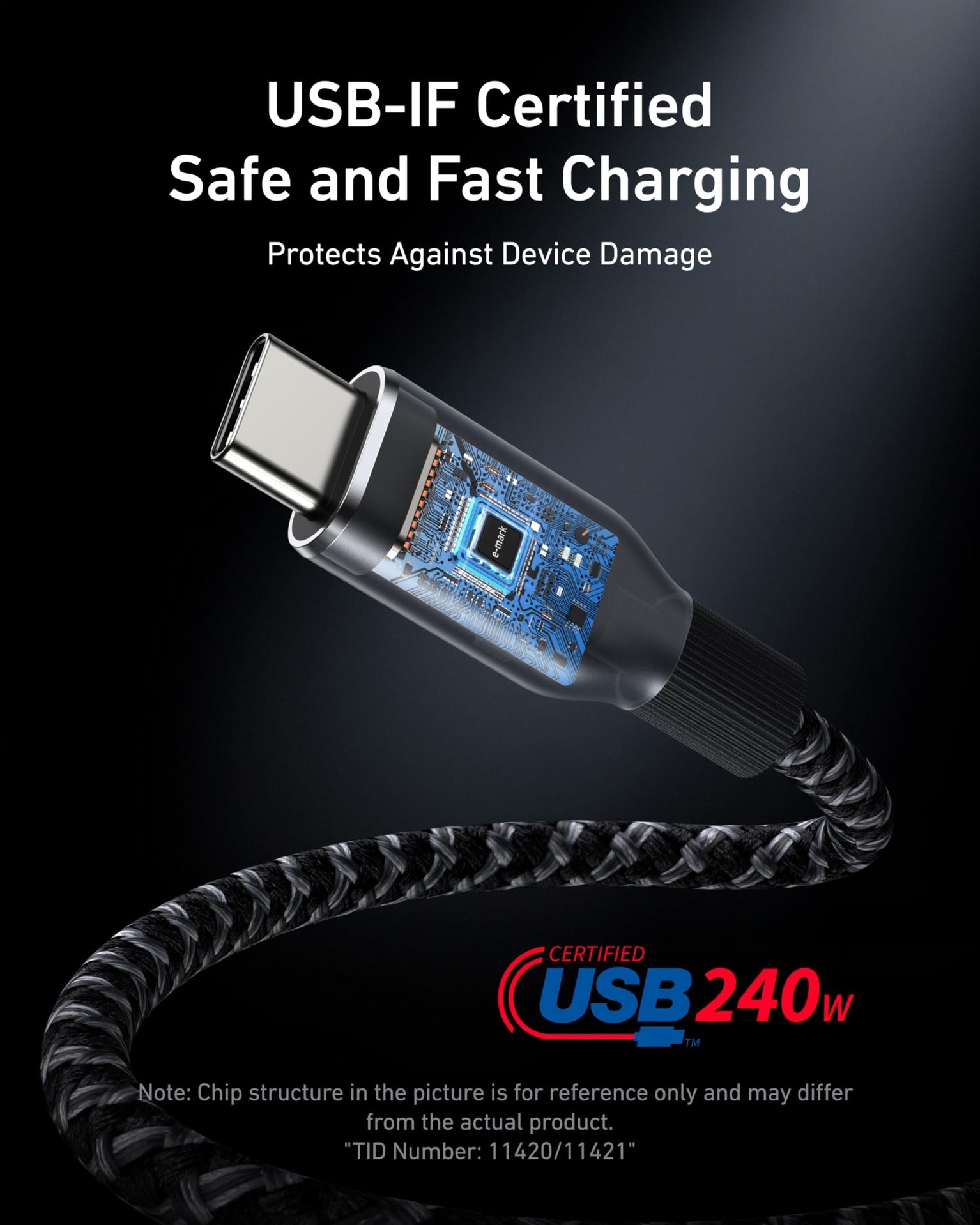 Anker Prime USB-C to USB-C Cable 3ft, 240W, Upcycled-Braided