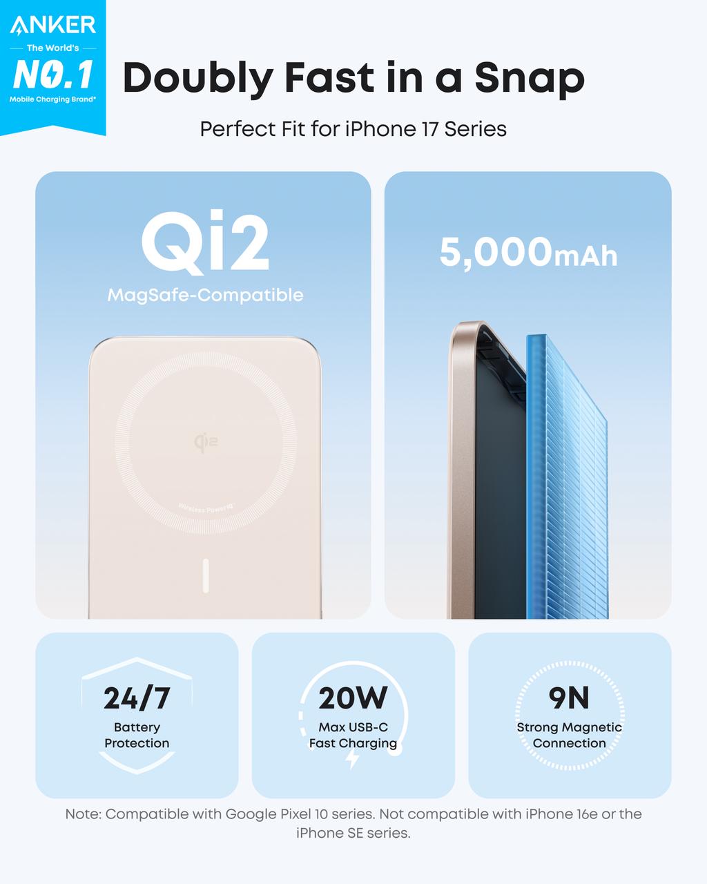 Anker Nano 5K MagGo Slim - Pink