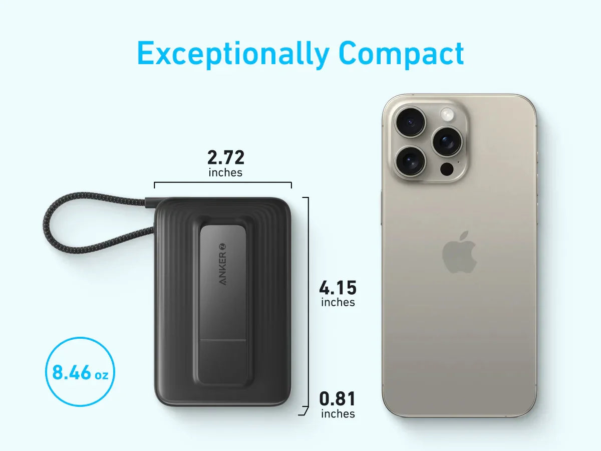 Anker Zolo Wireless Power Bank (10K, 30W, Built-In USB-C Cable) -Black