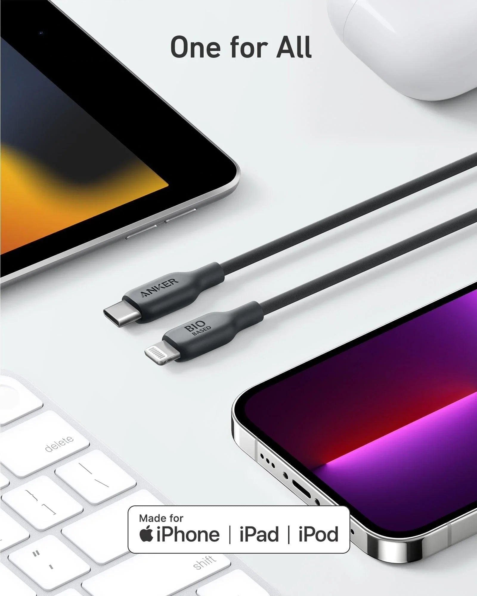 Anker PowerLine 542 USB-C to Lightning (Bio-Based) (0.9m/3ft) -Black - Anker Kuwait