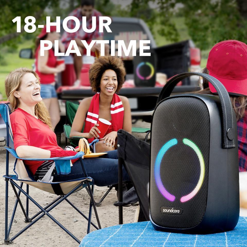 Soundcore portable speaker with 18-hour playtime at outdoor gathering, Anker Kuwait