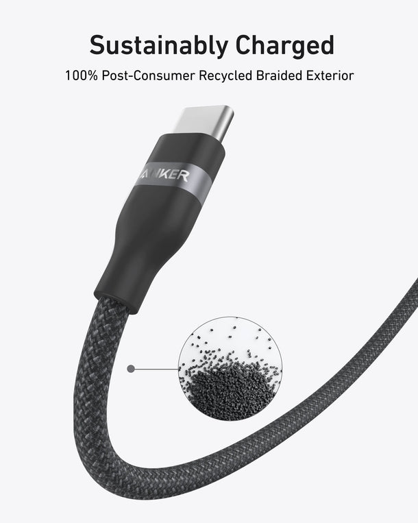 Anker USB-C to USB-C Cable 240W (Upcycled-Braided) (1.8m/6ft) -Black