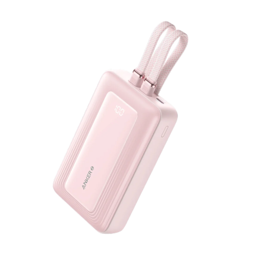 Anker Zolo Power Bank (20K, 30W, Built-In USB-C and Lightning Cable) - Pink