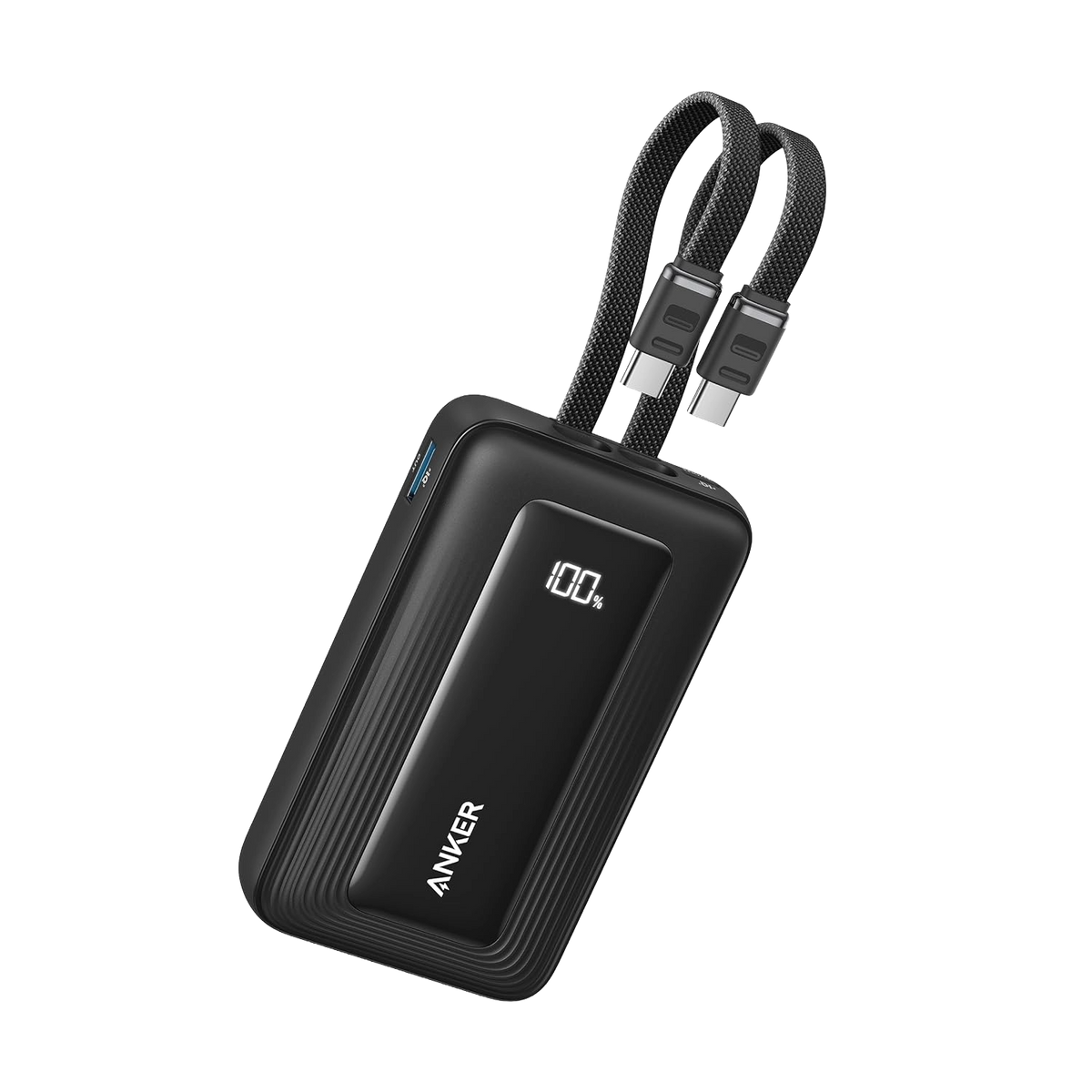 Anker Zolo Power Bank (10K, 35W, Built-In Dual USB-C Cables)-Black