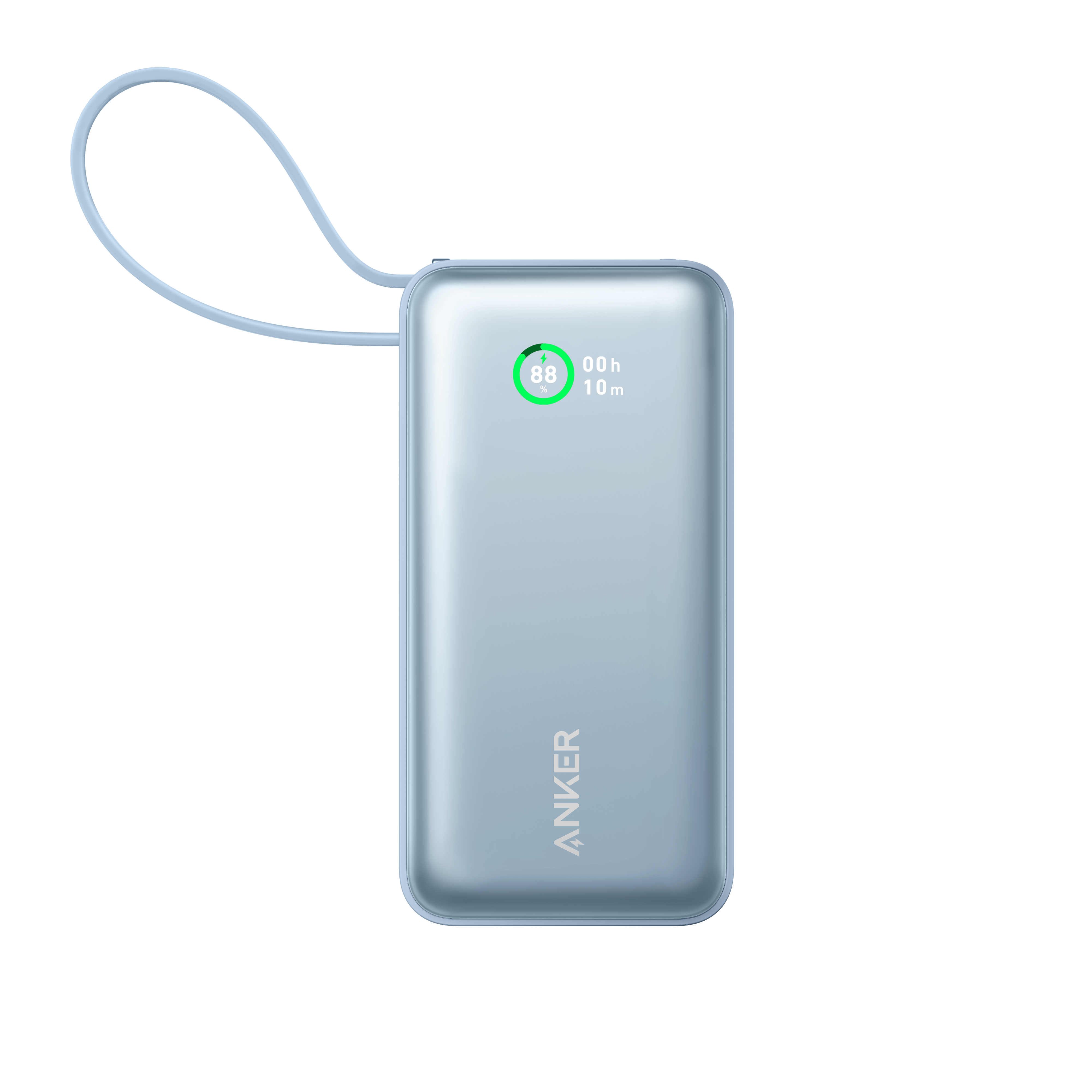 Anker Nano Power Bank (30W, Built-In USB-C Cable) 10000 -Blue