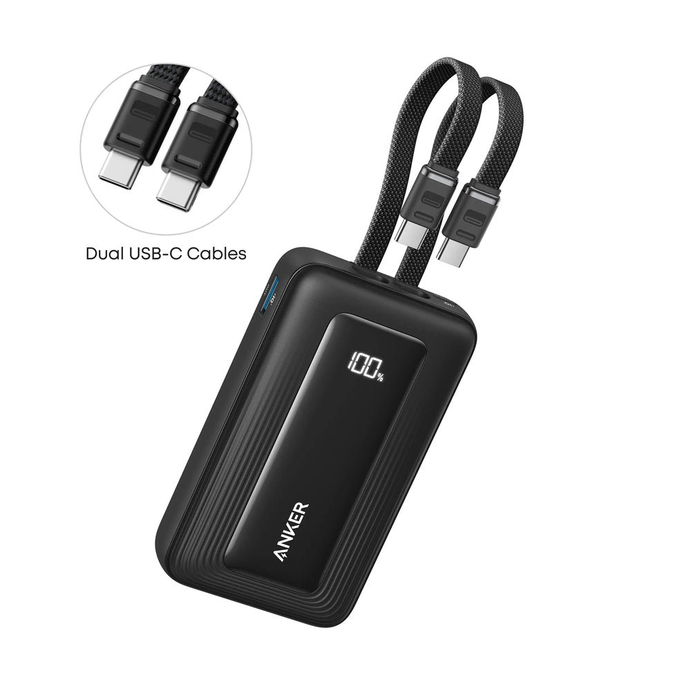 Anker Zolo Power Bank 10K, 35W, Built-in 2USB-C Cables