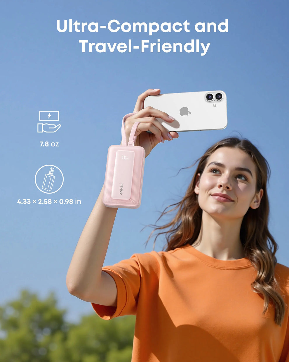 Anker Zolo Power Bank 10K, 35W, Built-in 2USB-C Cables