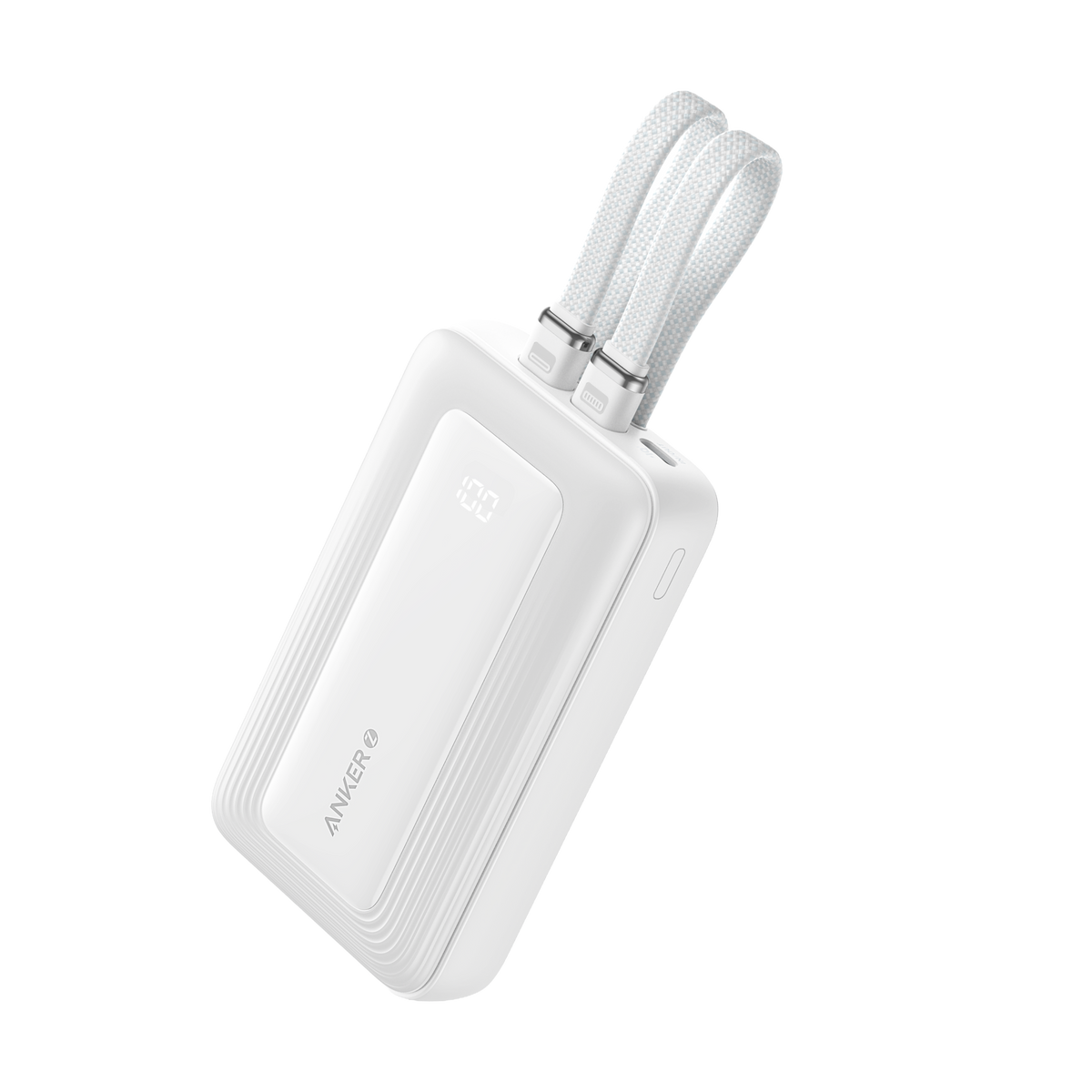 Anker Zolo Power Bank (10K, 35W, Built-In Dual USB-C Cables)-White