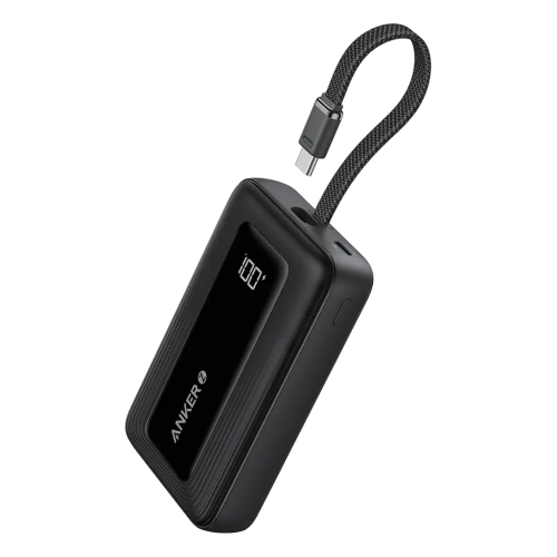 Anker Zolo Power Bank (20K, 30W, Built-In USB-C Cable) -Black