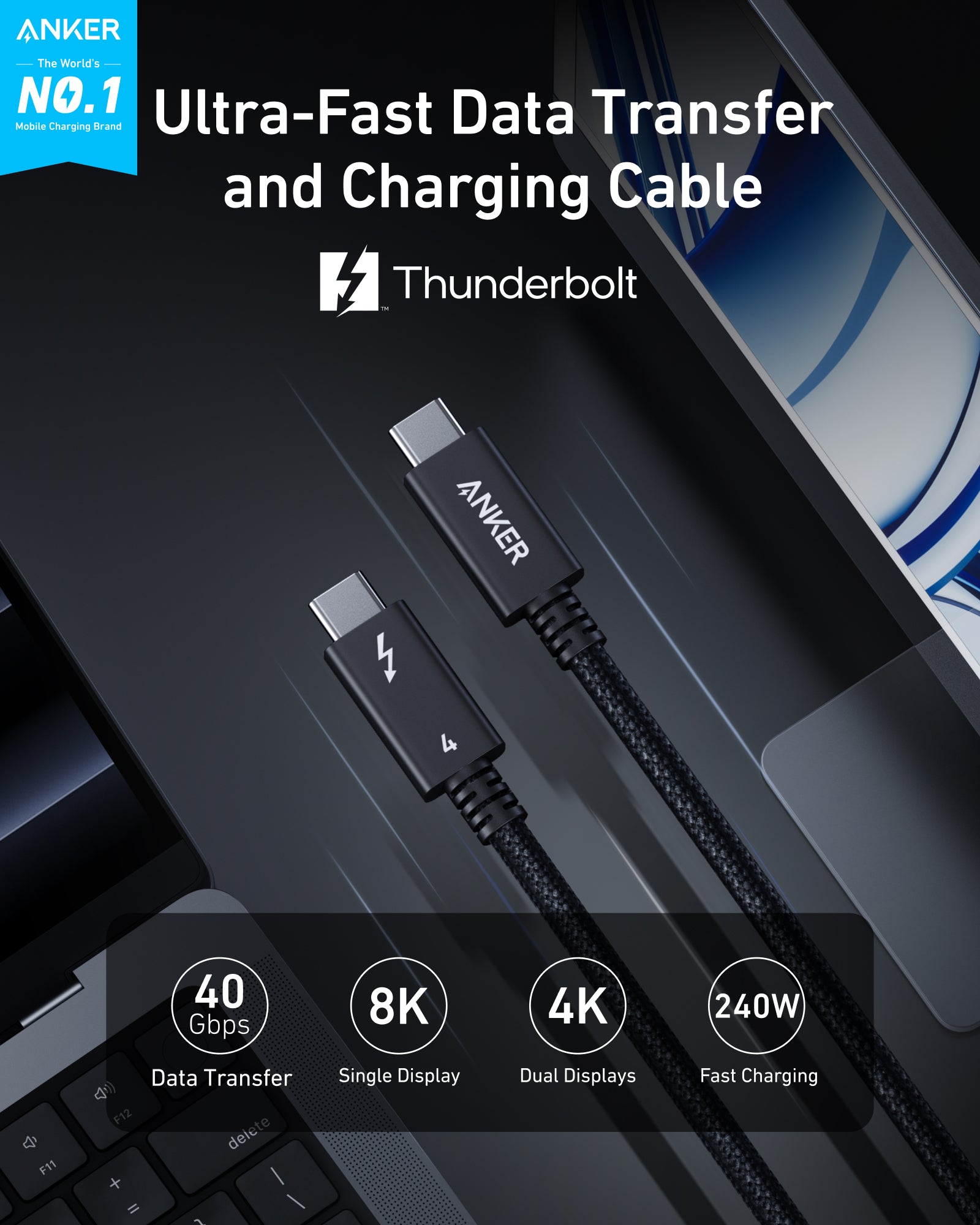 Anker Prime Thunderbolt 4 Cable (1m/3.3ft, 240W)