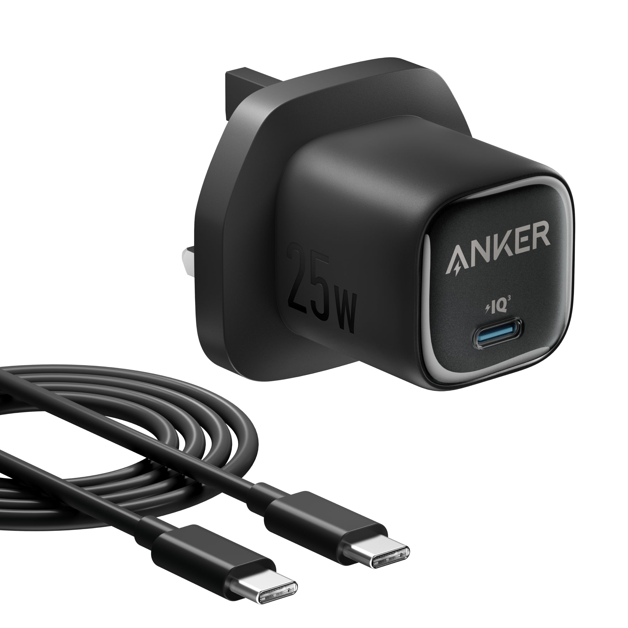 Anker Charger 25W Compact With USB-C Cable - Black