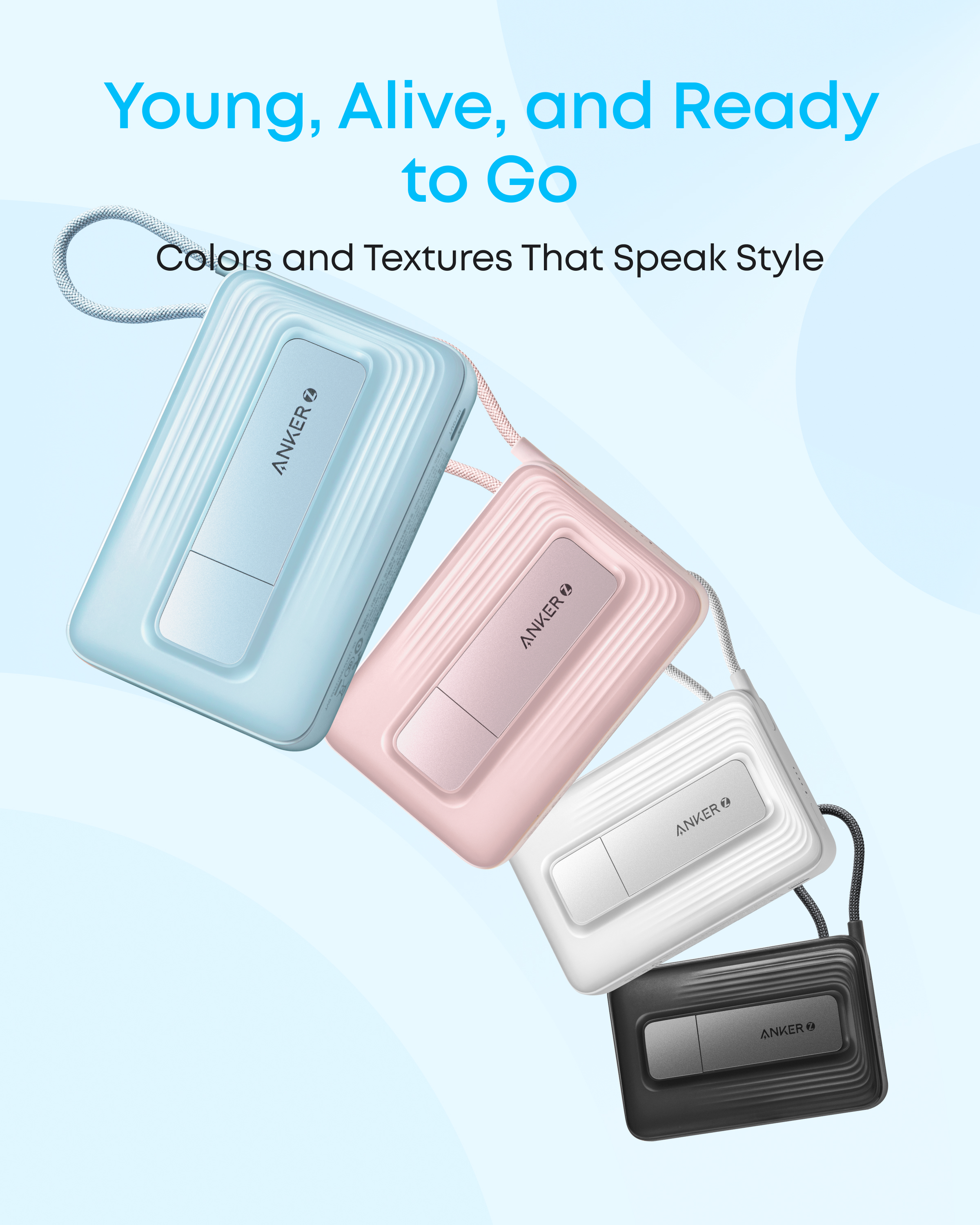 Anker Zolo magnetic 10K, 30W, Built-In USB-C Cable - White