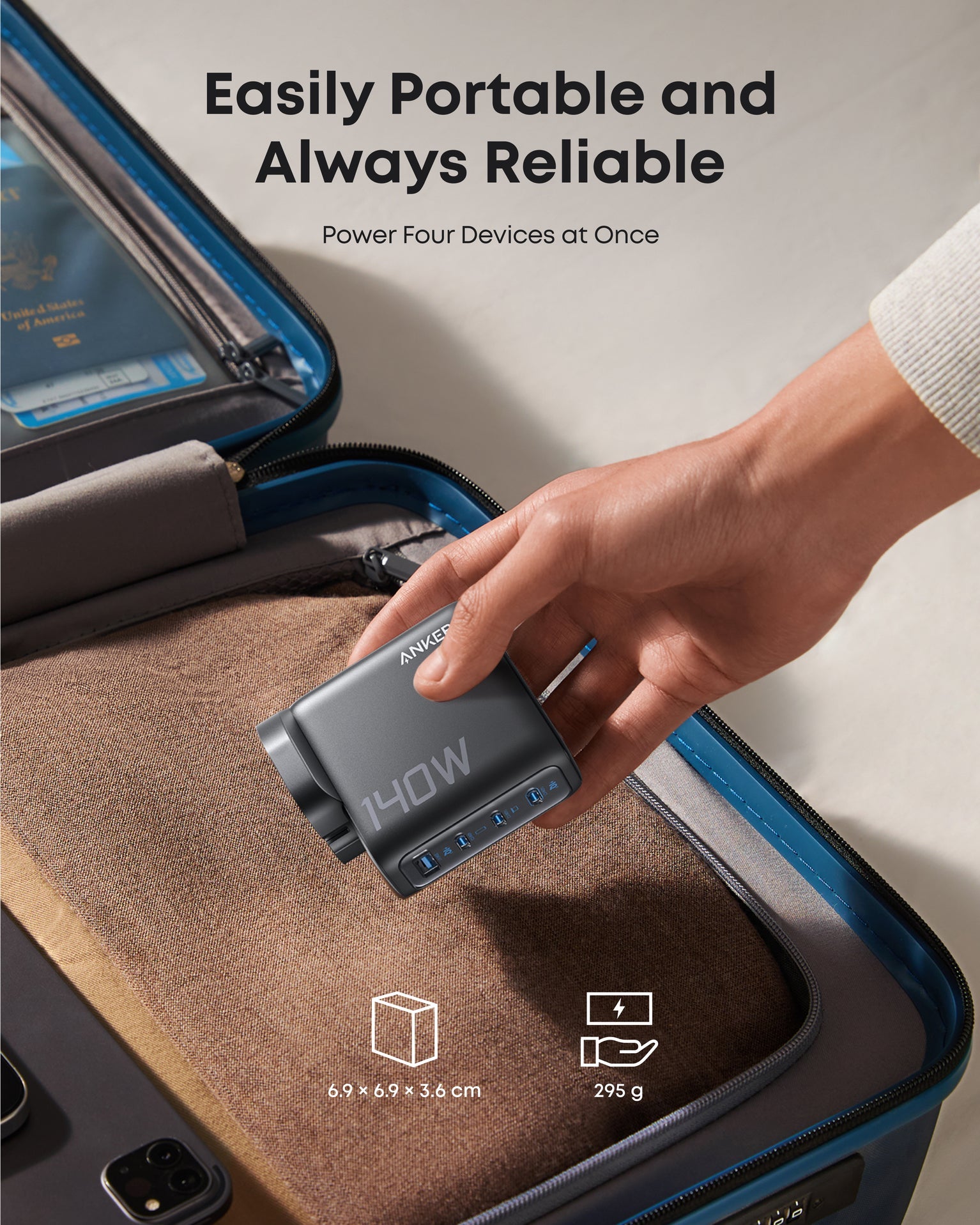 Anker Charger (140W 3C,1A) With Display