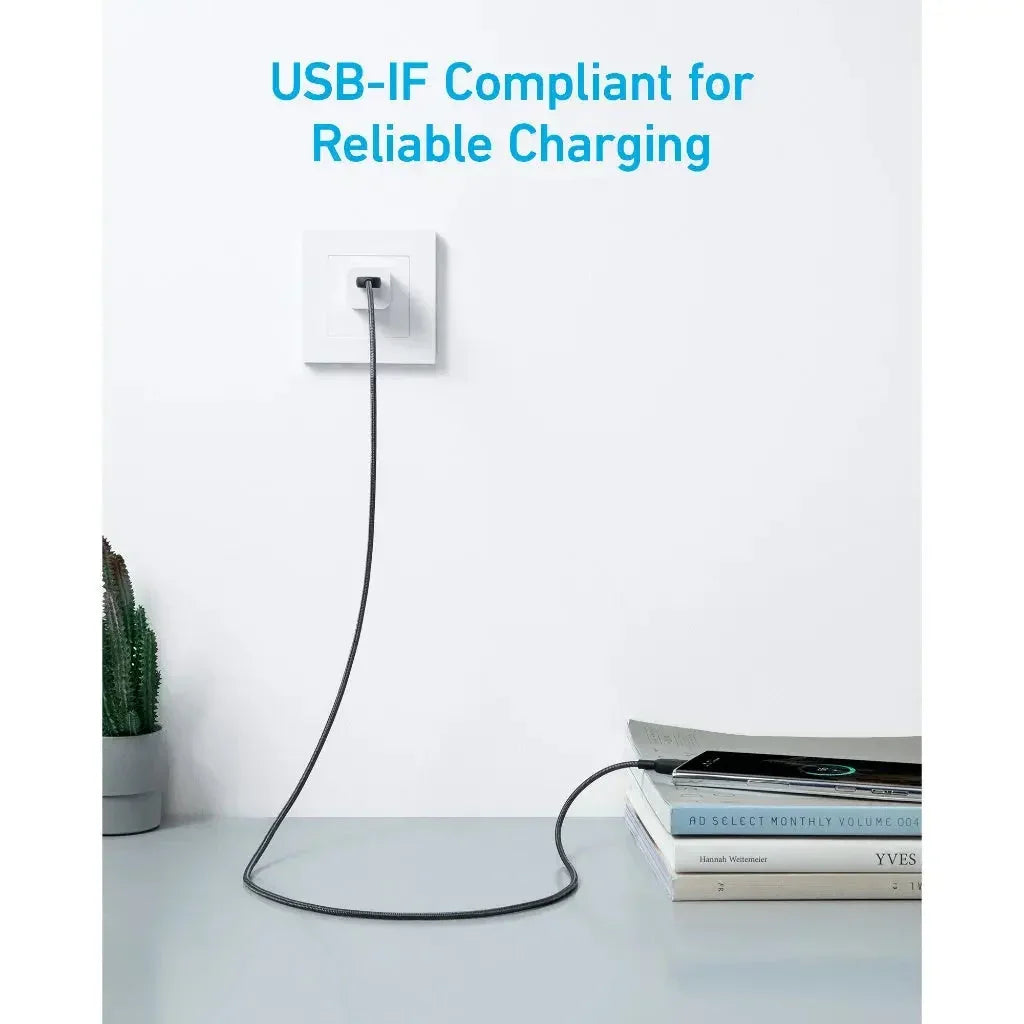 Anker 322 USB-A to USB-C Cable Braided (0.9m/3ft) -White