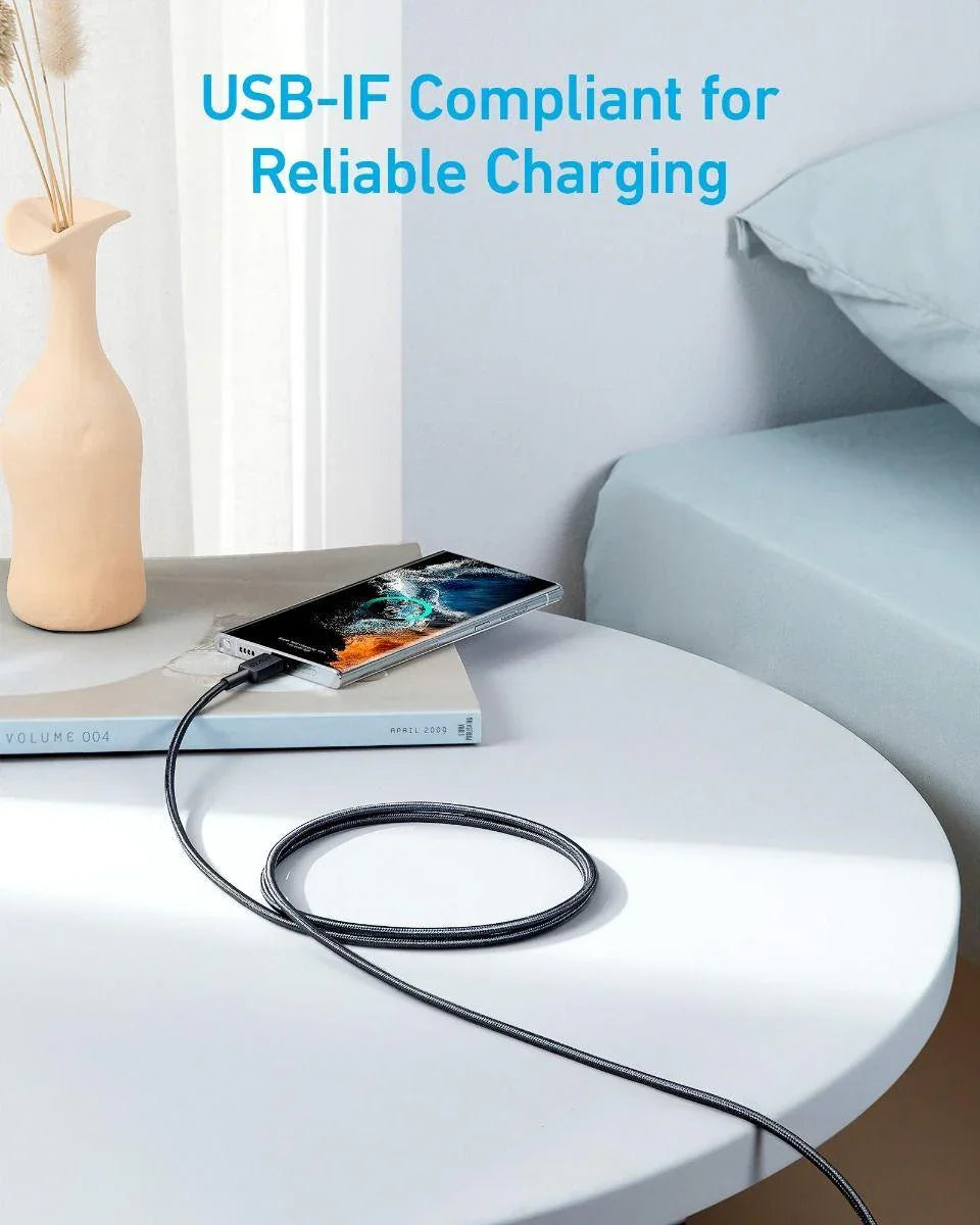 Anker 322 USB-C to USB-C Cable 60W Braided (1.8m/6ft) -Black - Anker Kuwait