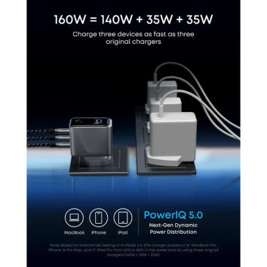 Anker Prime Charger (160W, 3 Ports, Smart Display)