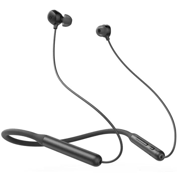Black wireless neckband earbuds with in-ear design, Anker Kuwait