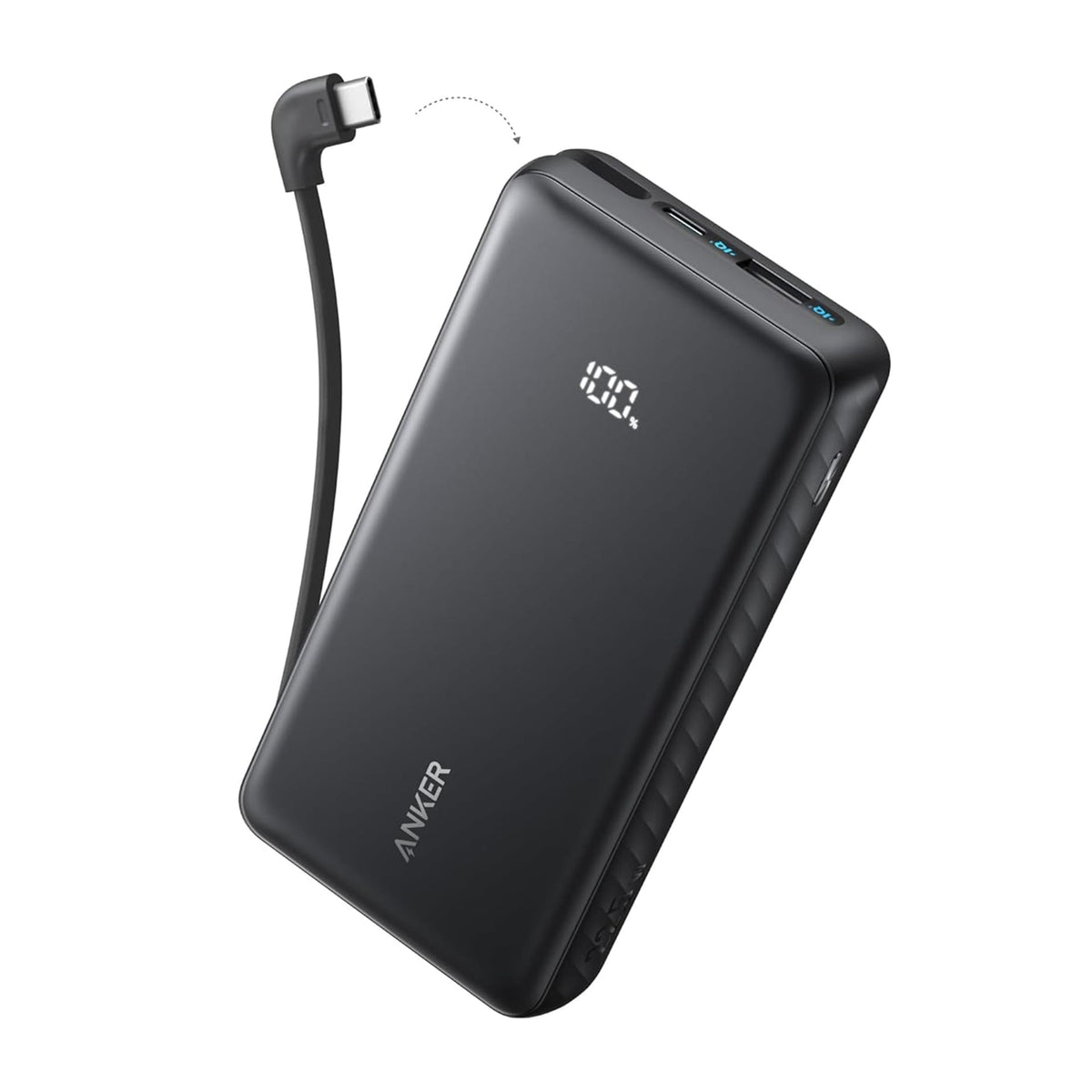 Anker Zolo Power Bank (20K, 22.5W, Built-In USB-C Cable) - Black