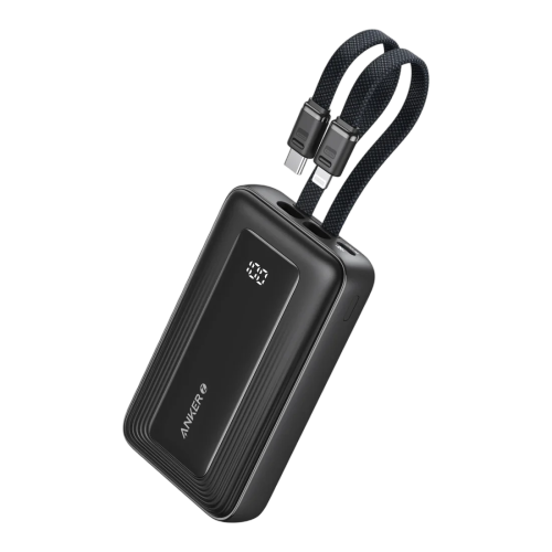 Anker Zolo Power Bank (20K, 30W, Built-In USB-C and Lightning Cable) - Black