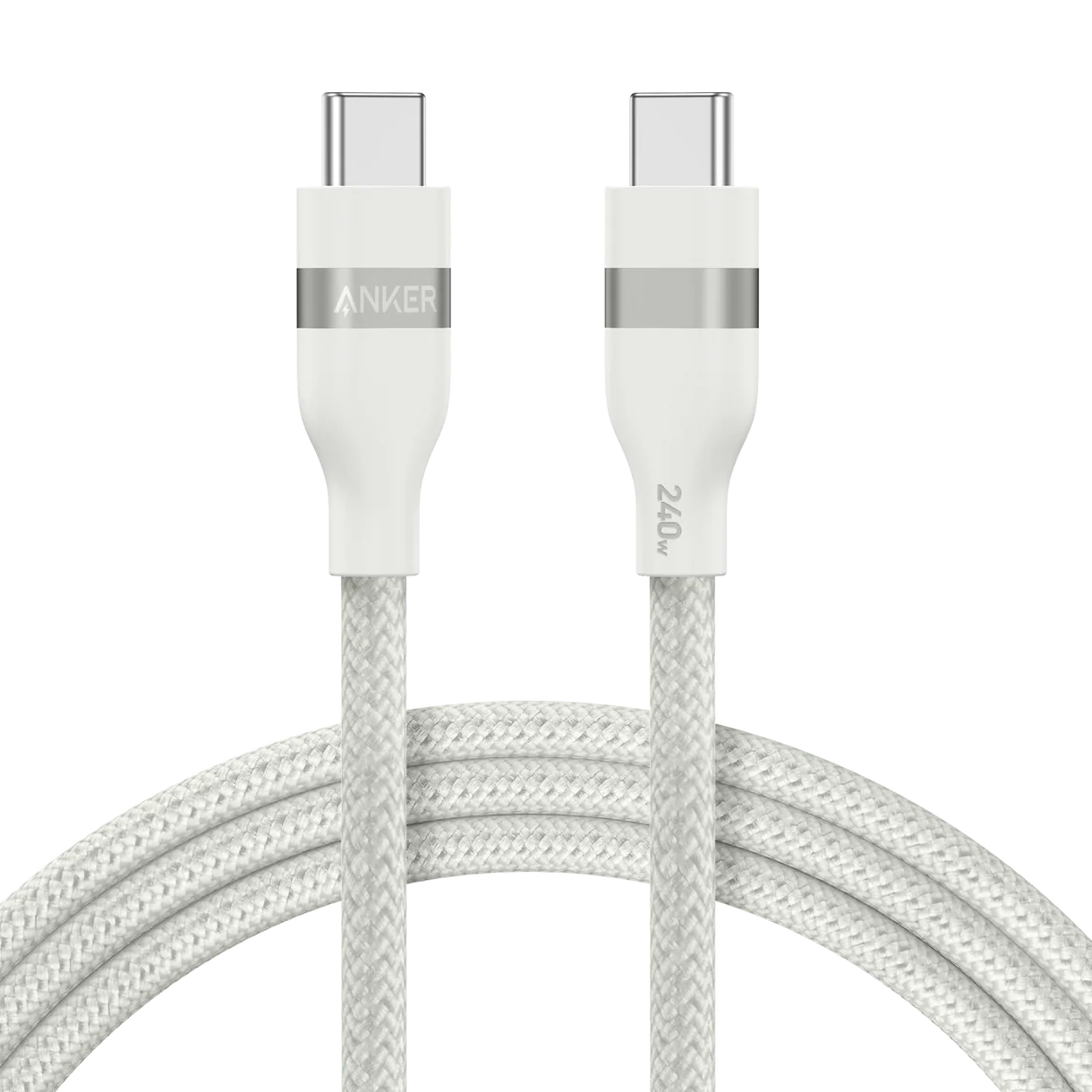 Anker USB-C to USB-C Cable 240W (Upcycled-Braided) (0.9m/3ft) -White