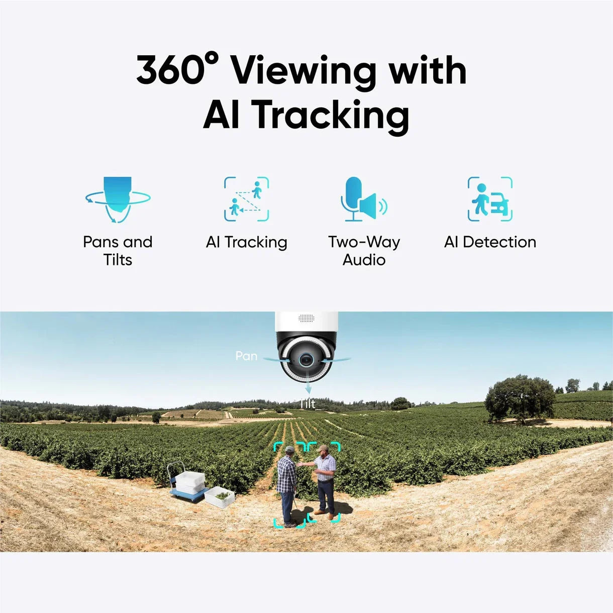 360° AI security camera with pan, tilt, tracking & two-way audio for outdoor monitoring, Anker Kuwait