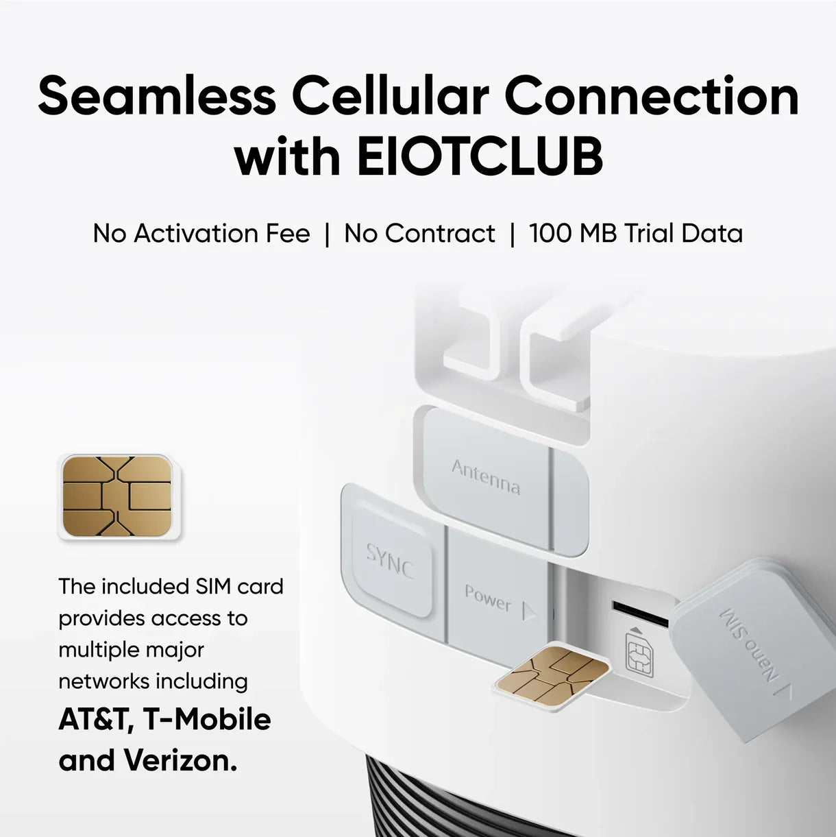 White Eiotclub cellular device with SIM card slot, antenna, and power button for seamless mobile connectivity in Kuwait