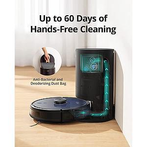 Anker Kuwait robotic vacuum with auto-empty dock, up to 60 days hands-free cleaning, anti-bacterial dust bag