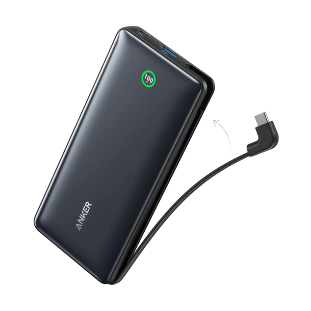 Anker Nano Power Bank 20K, 30W, Built-In USB-C Cable - Black