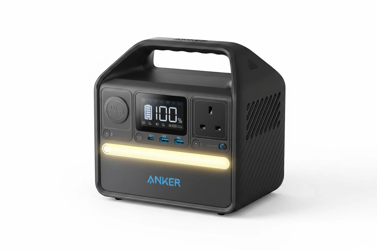 Anker portable power station with digital display, USB ports, AC outlet & LED light, Anker Kuwait