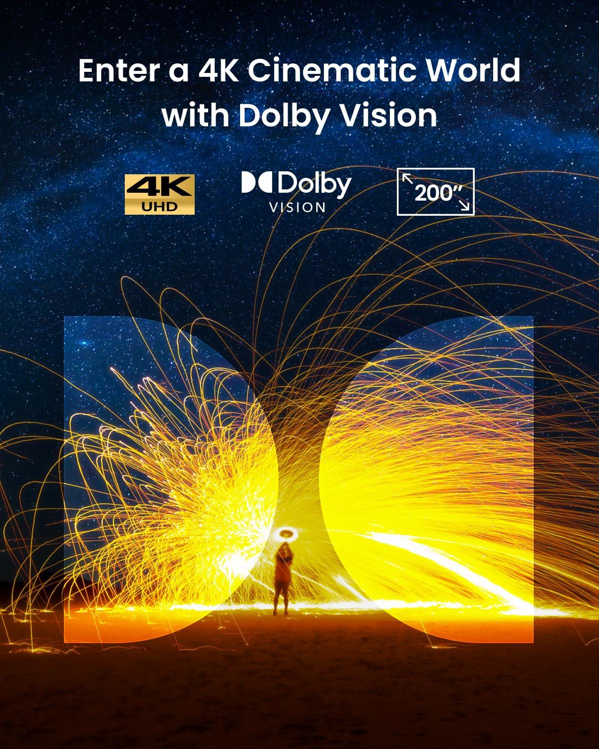 4K UHD Dolby Vision cinematic experience with 200" screen, sparks & starry sky — Anker Kuwait