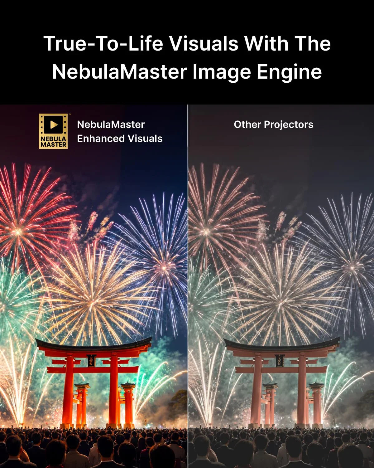 NebulaMaster Enhanced Visuals vs Other Projectors: Vibrant Fireworks Display
