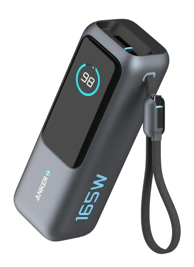Anker Power Bank (25K, 165W, Built-In and Retractable Cables) - Black