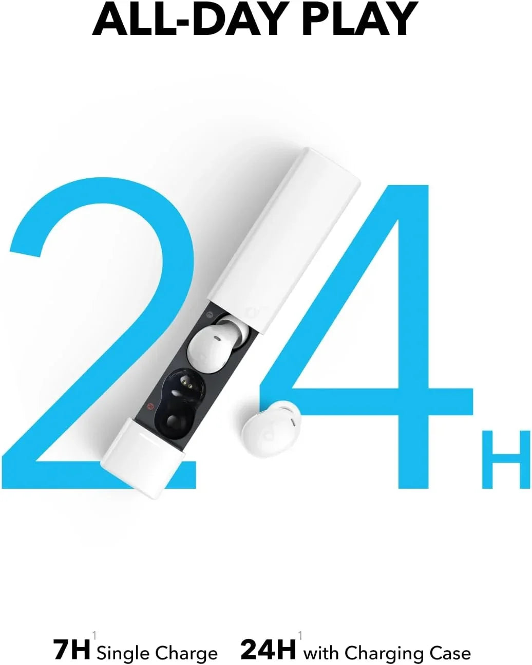 Wireless earbuds with charging case offering 24H playtime, Anker Kuwait