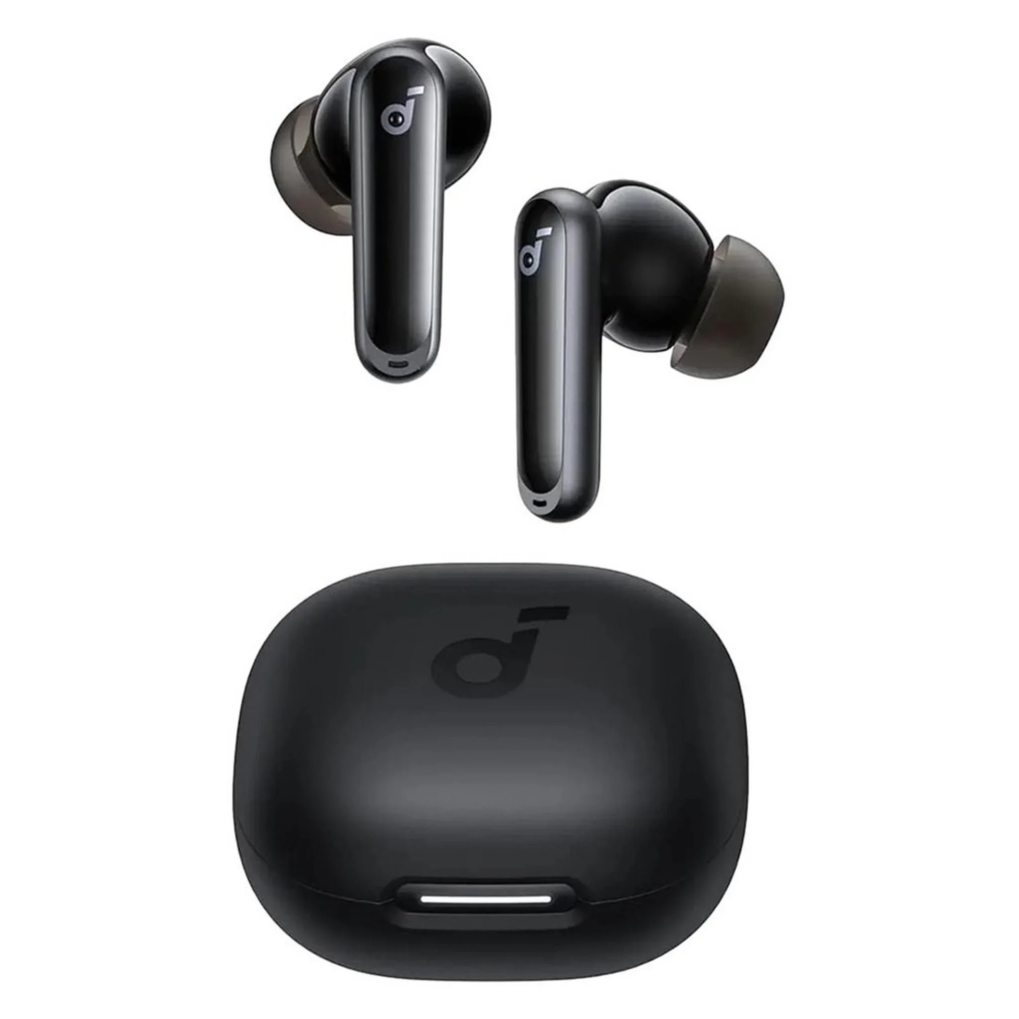 Black wireless earbuds with charging case, Anker Kuwait