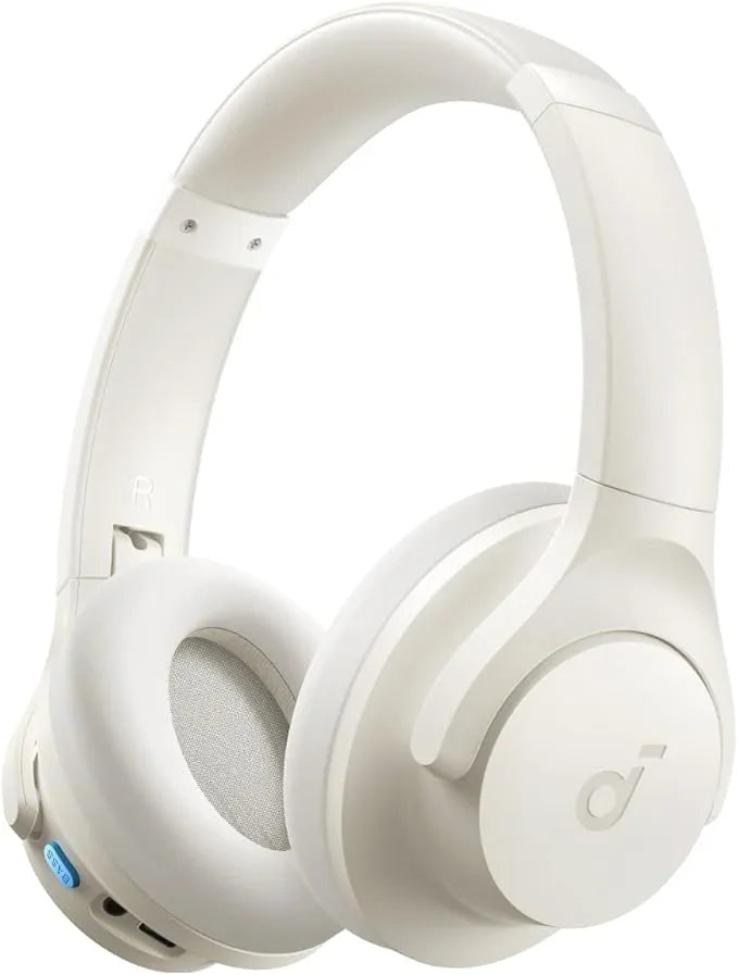 White over-ear wireless headphones with ANC, sleek design for music and calls — Anker Kuwait
